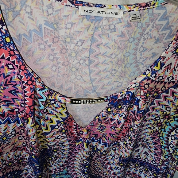 Notations Women's Multicolor Patterned Top - Picture 3 of 4